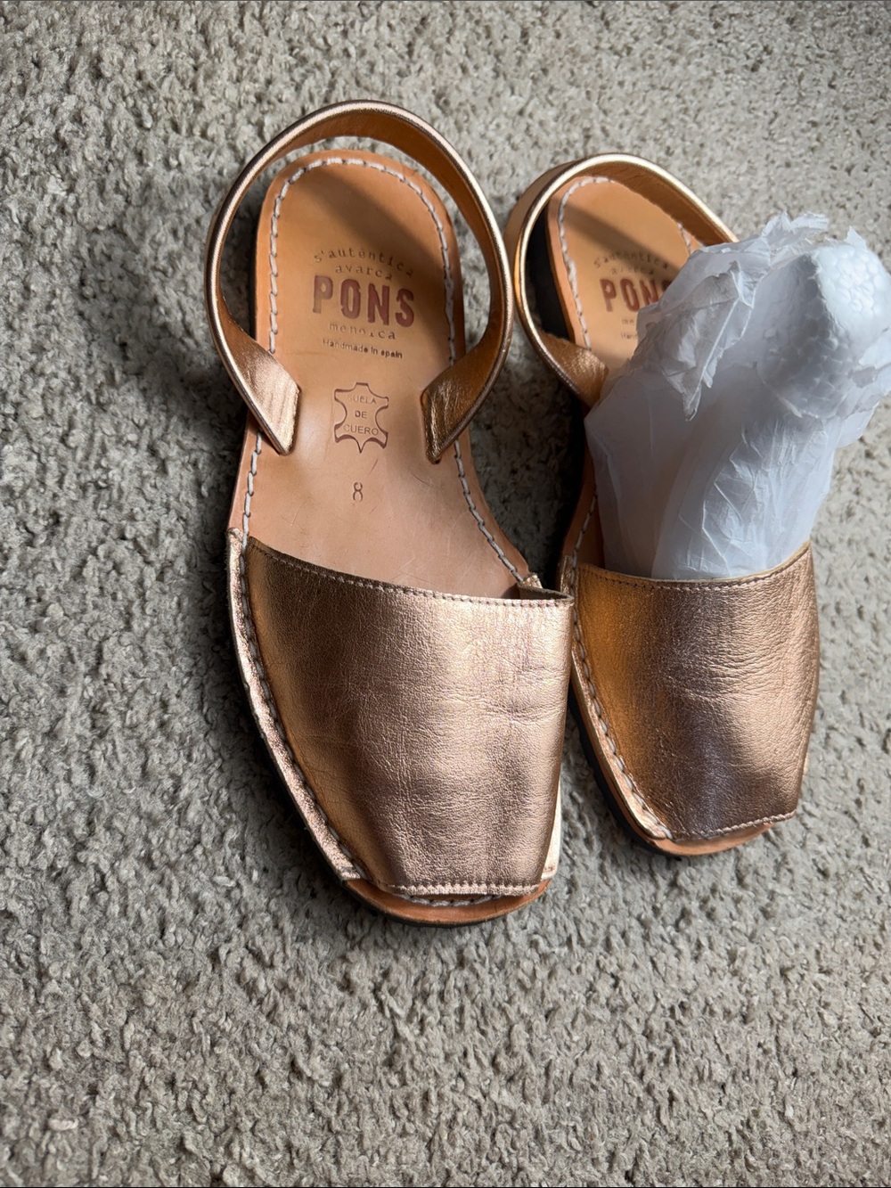 PONS Metallic Rose Leather Slingback Sandals - Women